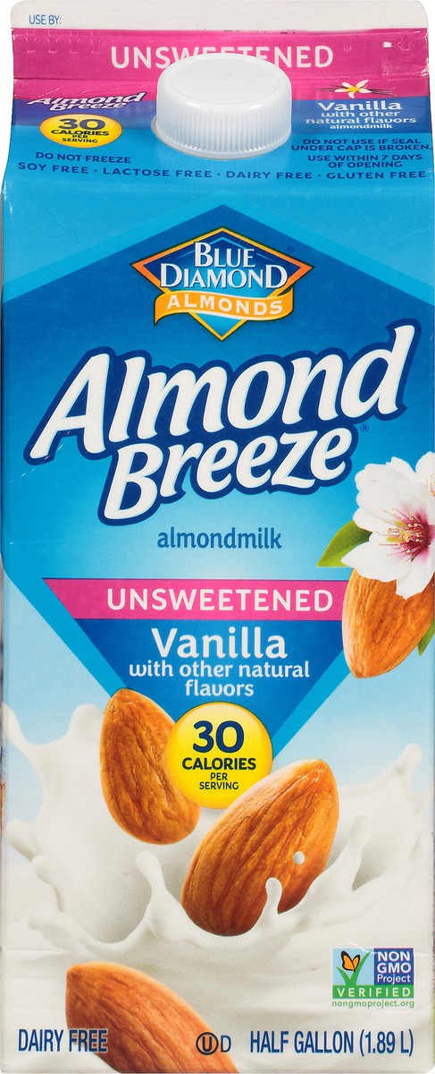 slide 1 of 9, Almond Breeze Unsweetened Vanilla Almondmilk 0.5 gl, 64 fl oz