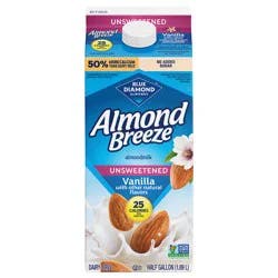 Blue Diamond Almond Breeze Unsweetened Vanilla Almondmilk, 64 oz