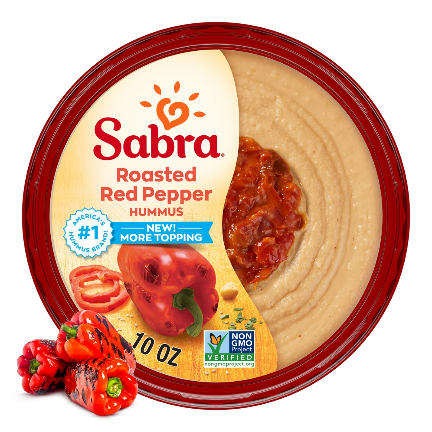 slide 1 of 4, Sabra Roasted Red Pepper Hummus, 10 oz Tub, 10 oz