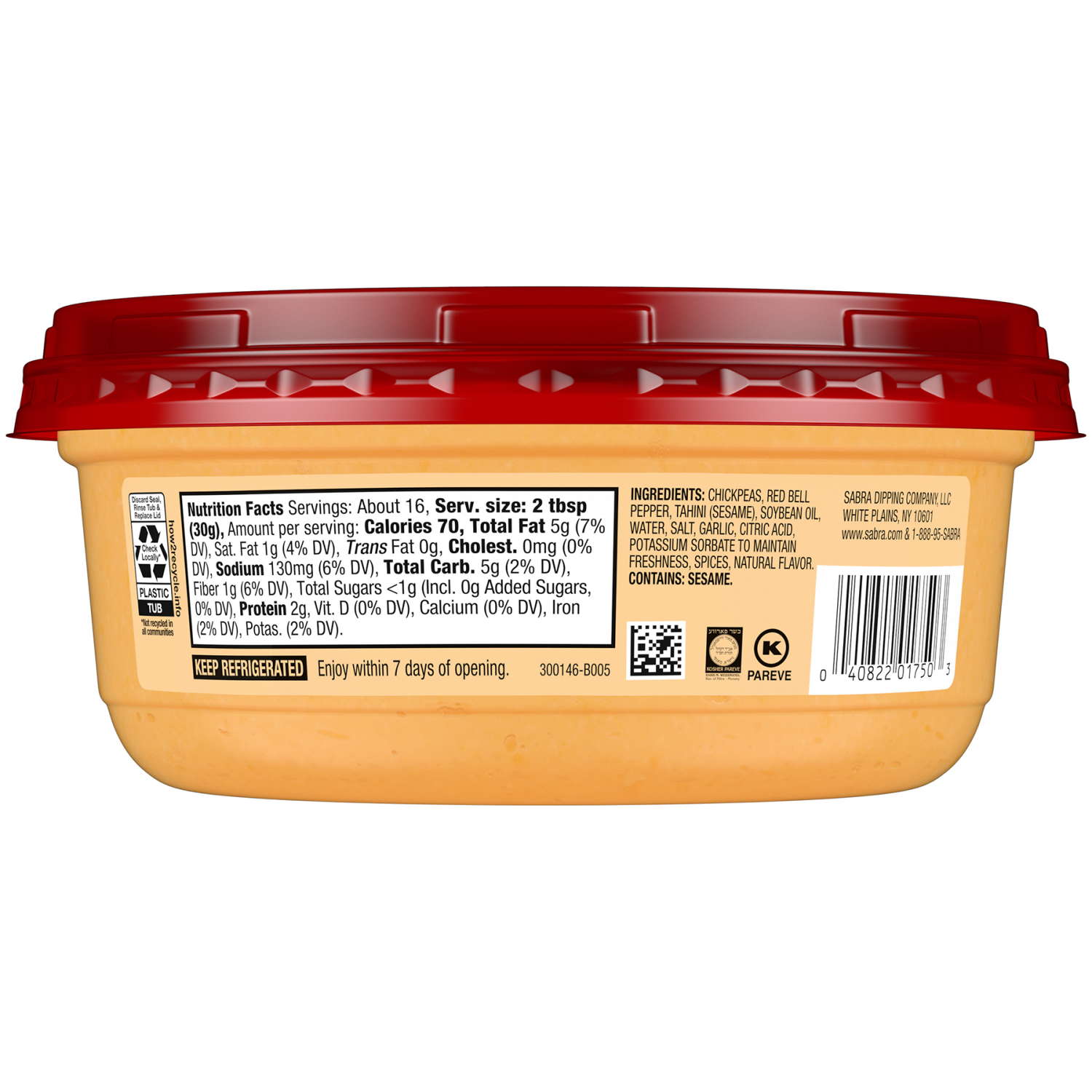 slide 2 of 3, Sabra Roasted Red Pepper Hummus, Family Size, 17 oz, 17 oz