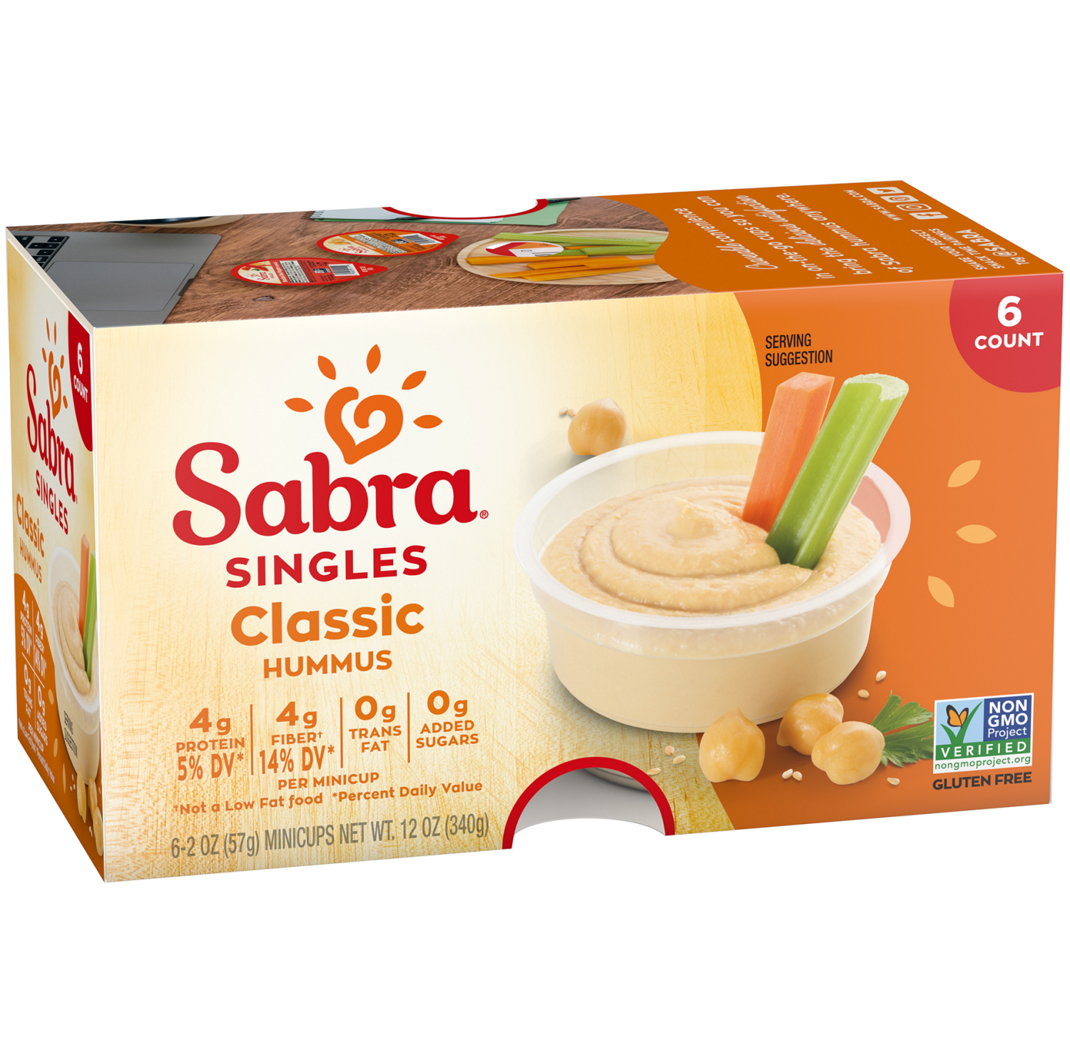 slide 3 of 3, Sabra Singles Classic Hummus 2 oz (6 count), 6 ct