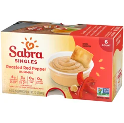 Sabra Hummus Singles, Roasted Red Pepper, 6 - 2 Oz Cups