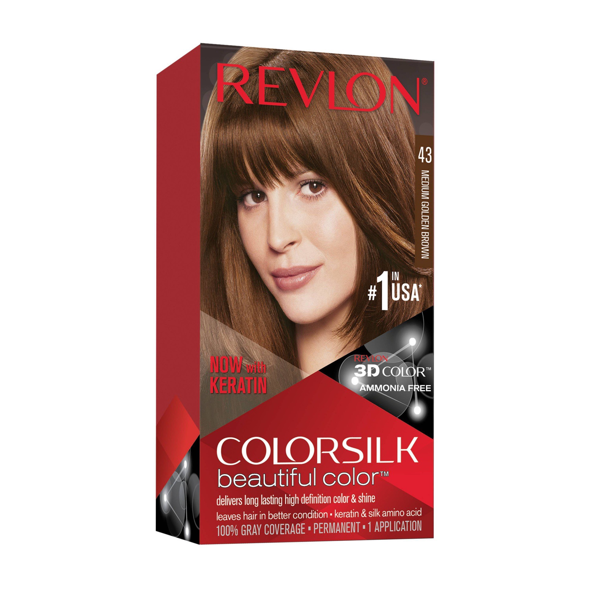 slide 1 of 5, Revlon ColorSilk Beautiful Permanent Hair Color - 4.4 fl oz - Medium Golden Brown - 1 kit, 4.4 fl oz