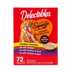 Delectables Cat Treat Squeeze Up Non-Seafood Variety Pack, 72 Ct.