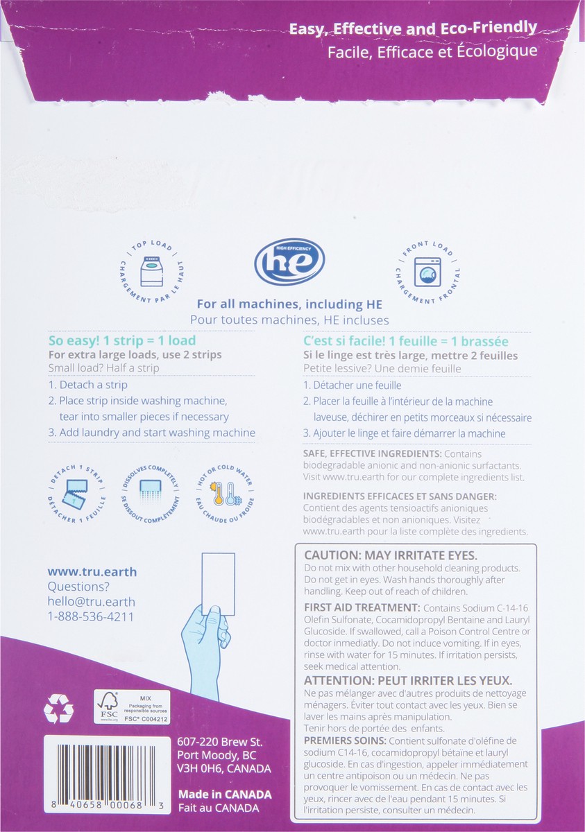 slide 2 of 10, Tru Earth Laundry Detergent Sheets, Lilac Breeze, 32-Strips, 32 ct