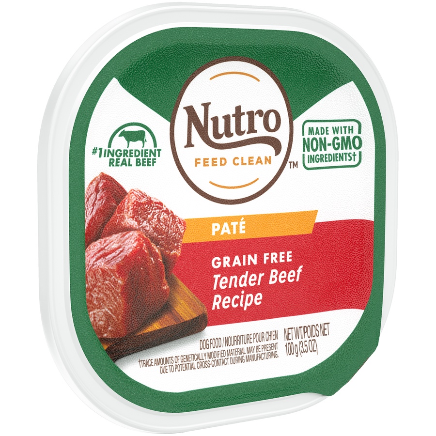 slide 2 of 9, NUTRO Adult Natural Grain Free Wet Dog Food Paté Tender Beef Recipe, (24) Trays, 3.5 oz