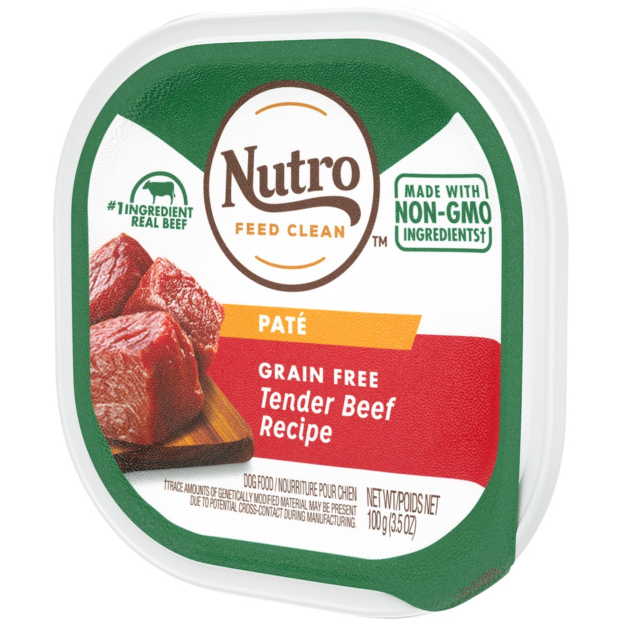 slide 3 of 9, NUTRO Adult Natural Grain Free Wet Dog Food Paté Tender Beef Recipe, (24) Trays, 3.5 oz