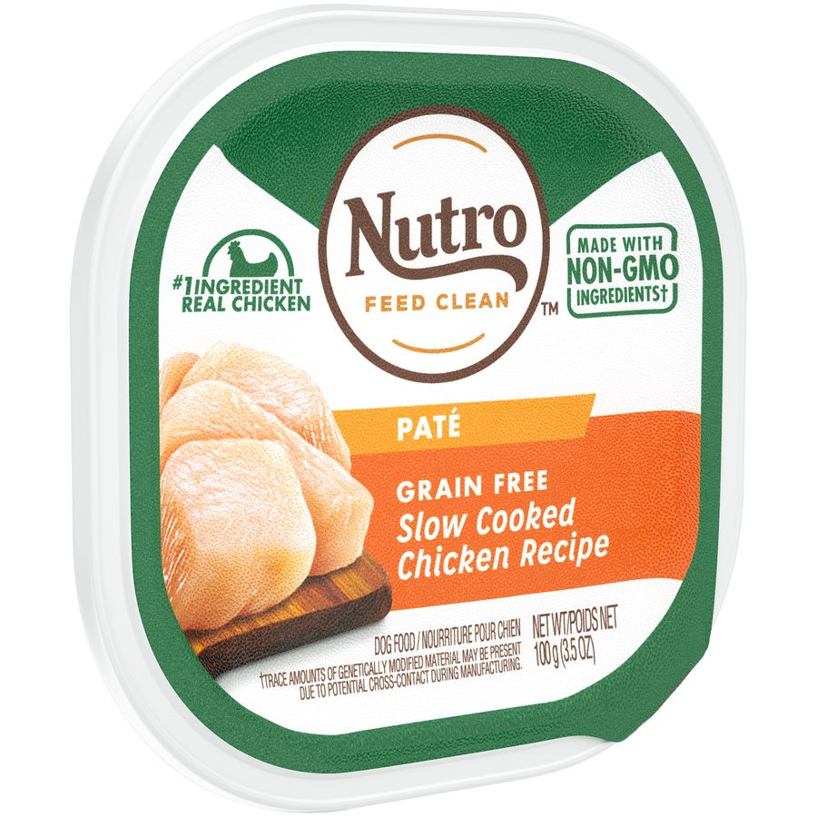 slide 6 of 9, NUTRO Adult Natural Grain Free Wet Dog Food Paté Slow Cooked Chicken Recipe, (24) Trays, 3.5 oz