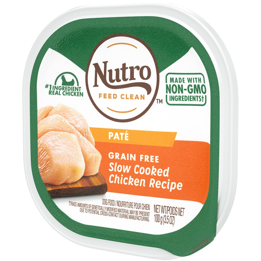 slide 7 of 9, NUTRO Adult Natural Grain Free Wet Dog Food Paté Slow Cooked Chicken Recipe, (24) Trays, 3.5 oz