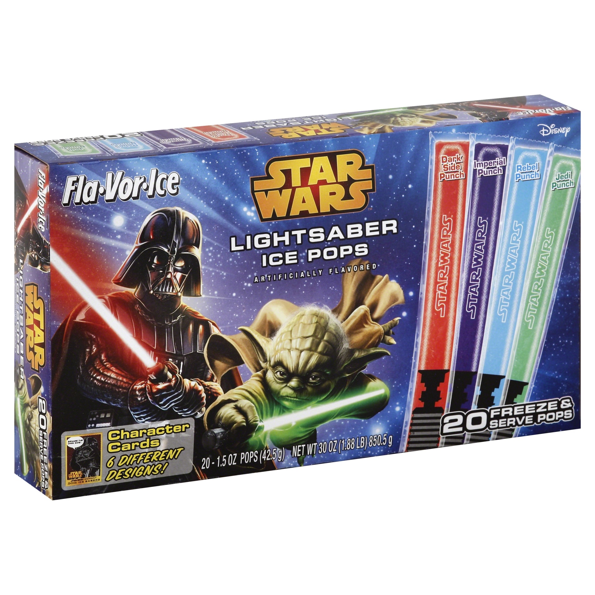 slide 1 of 1, Fla-Vor-Ice Star Wars Flavor Ice Pops, 20 ct