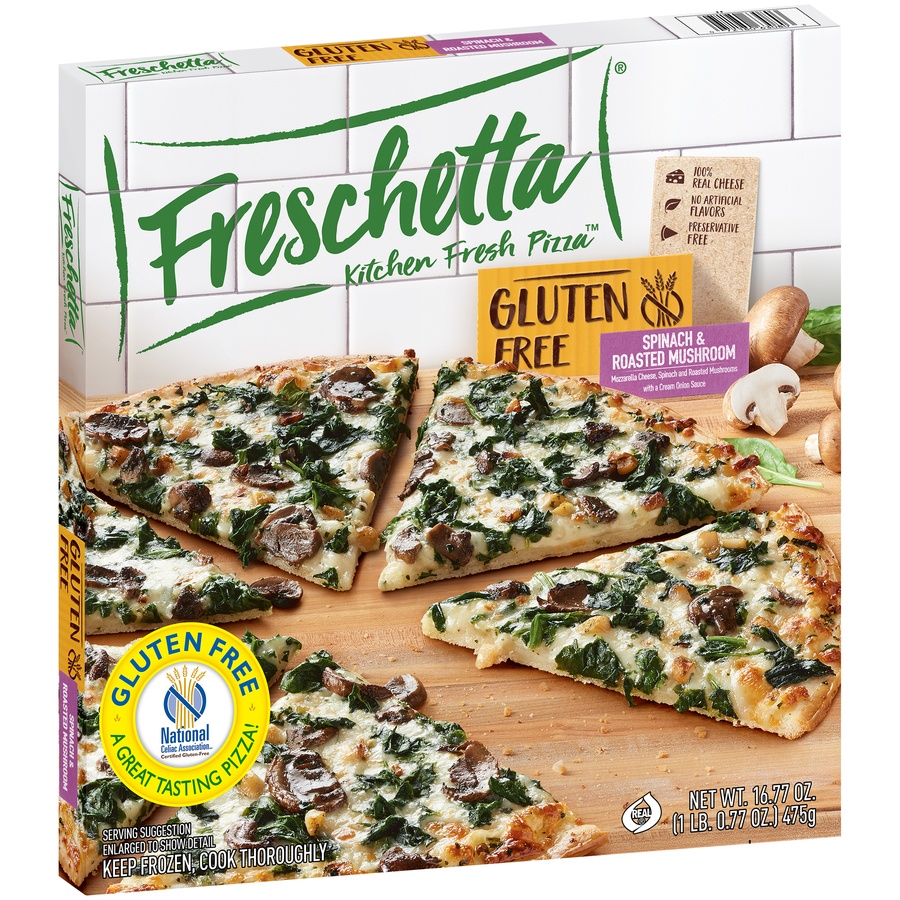 slide 3 of 10, Freschetta Kitchen Fresh Pizza Gluten Free Spinach Roasted Mushroom Pizza, 16.77 oz