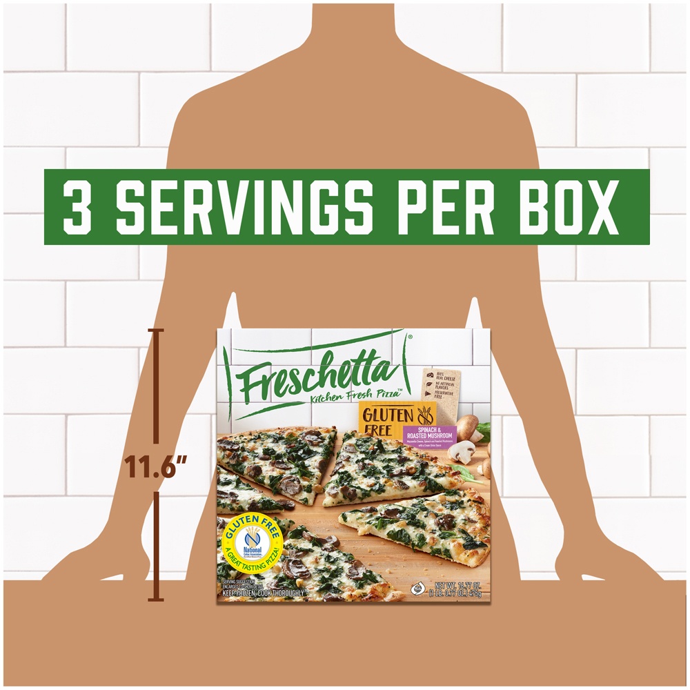 slide 8 of 10, Freschetta Kitchen Fresh Pizza Gluten Free Spinach Roasted Mushroom Pizza, 16.77 oz