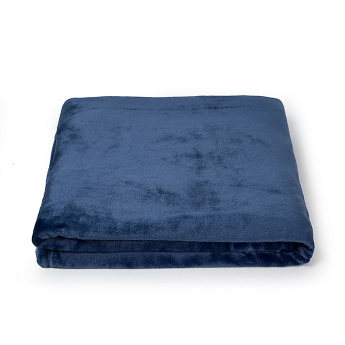 slide 1 of 1, Simply Essential Plush Solid Throw Blanket - Navy, 1 ct