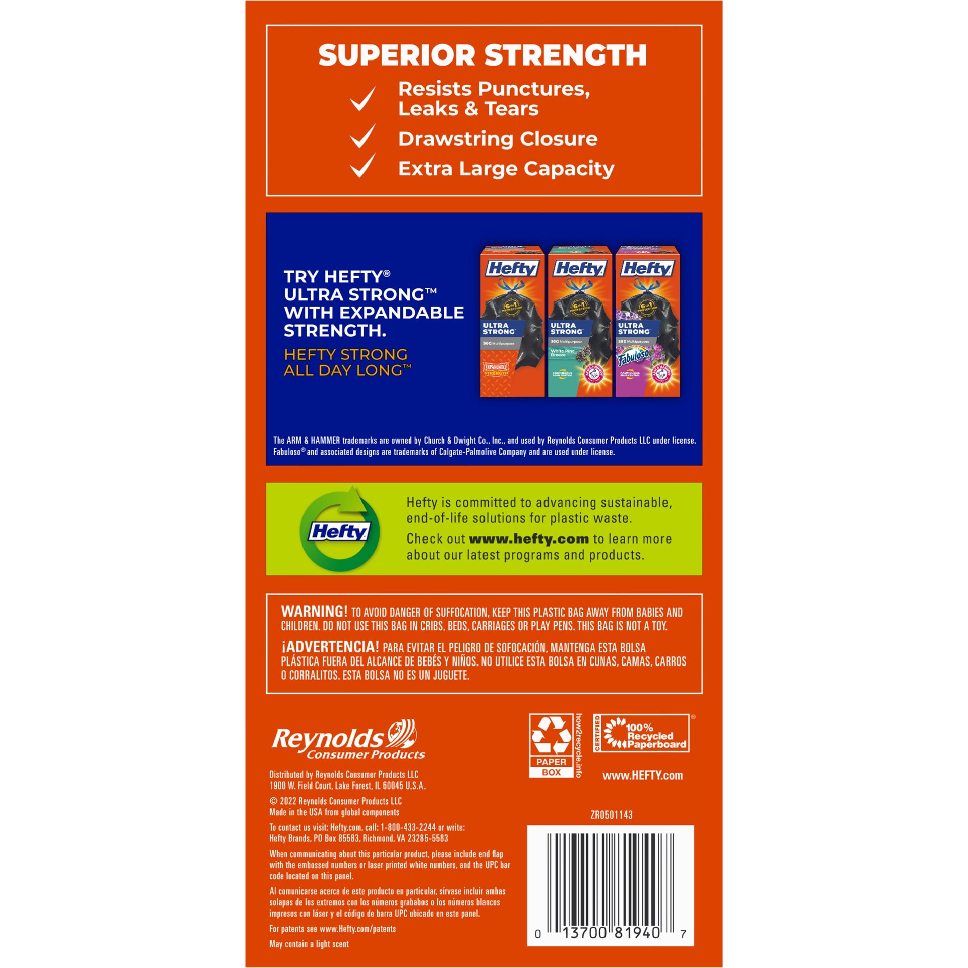 slide 2 of 6, Hefty 33-Gallon Black Outdoor Plastic Can Drawstring Trash Bag 40 -Count, 1 ct