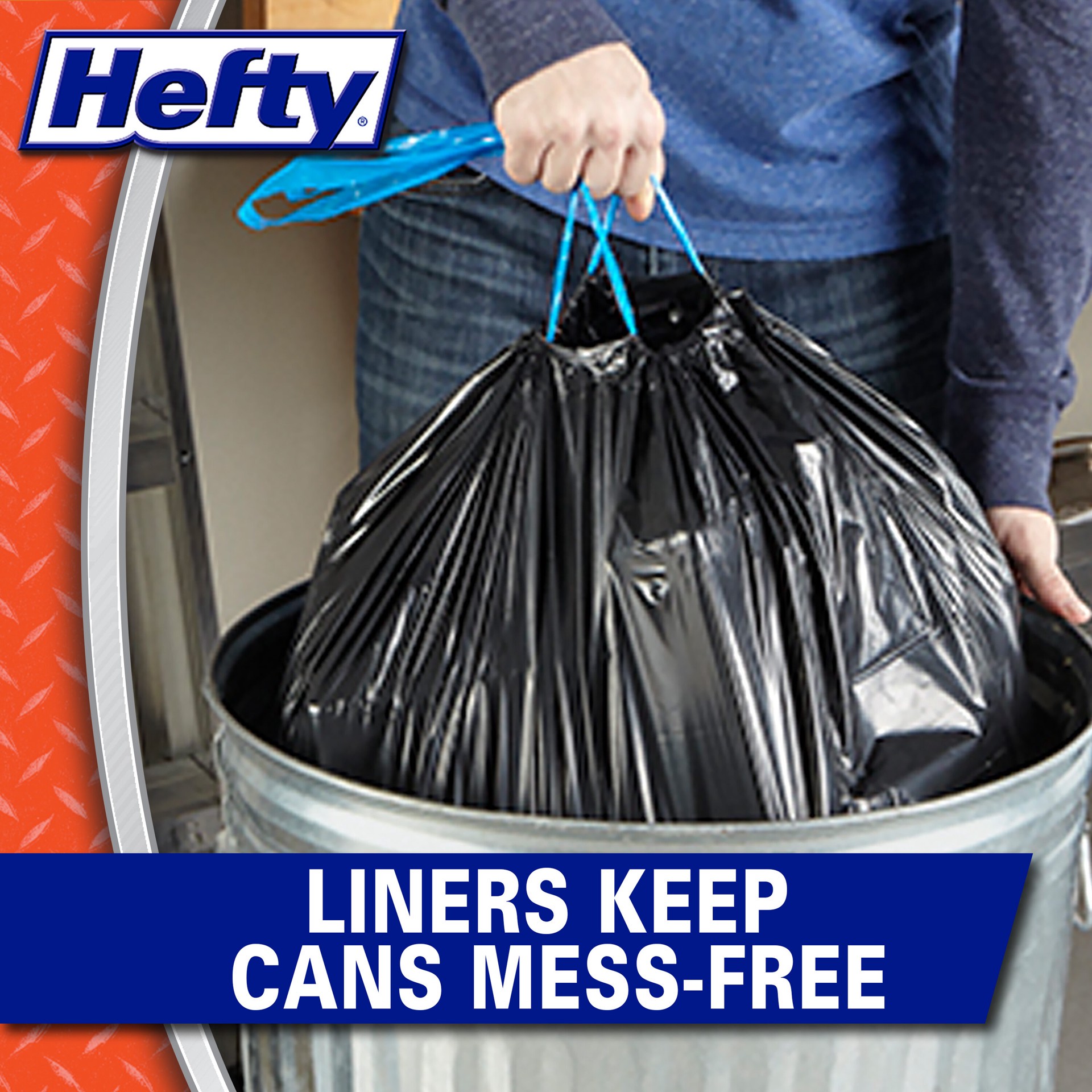 slide 6 of 6, Hefty 33-Gallon Black Outdoor Plastic Can Drawstring Trash Bag 40 -Count, 1 ct