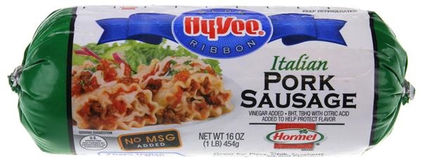 slide 1 of 1, Hy-Vee Blue Ribbon Italian Pork Sausage, 16 oz