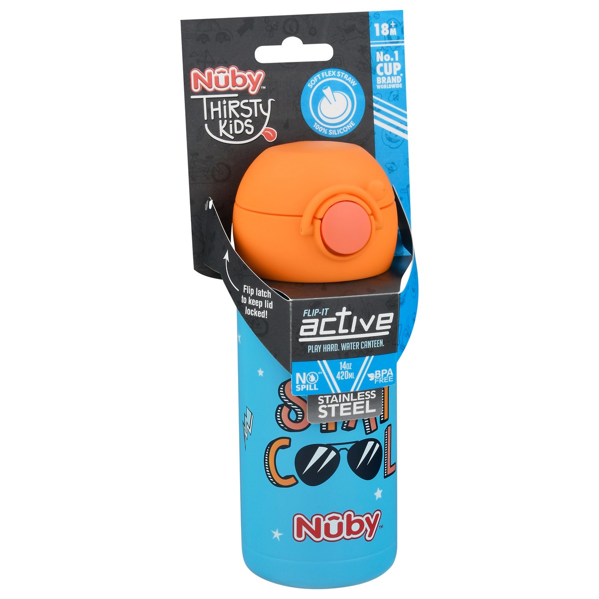 slide 4 of 9, Nuby Thirsty Kids Stay Cool Stainless Steel Cup, 1 ct