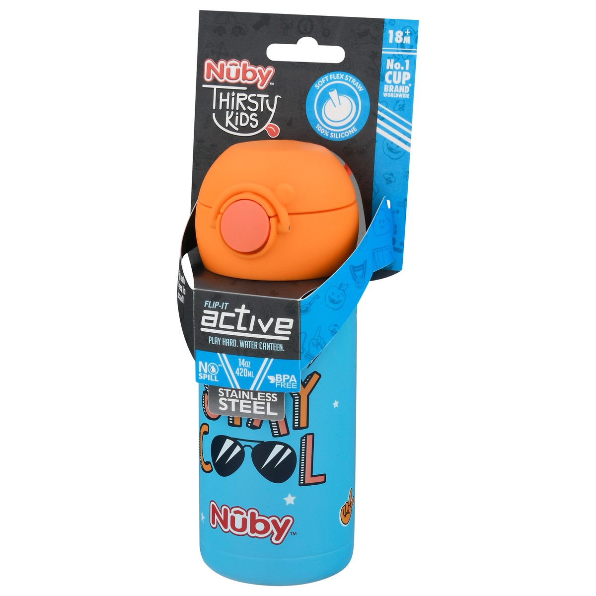 slide 5 of 9, Nuby Thirsty Kids Stay Cool Stainless Steel Cup, 1 ct