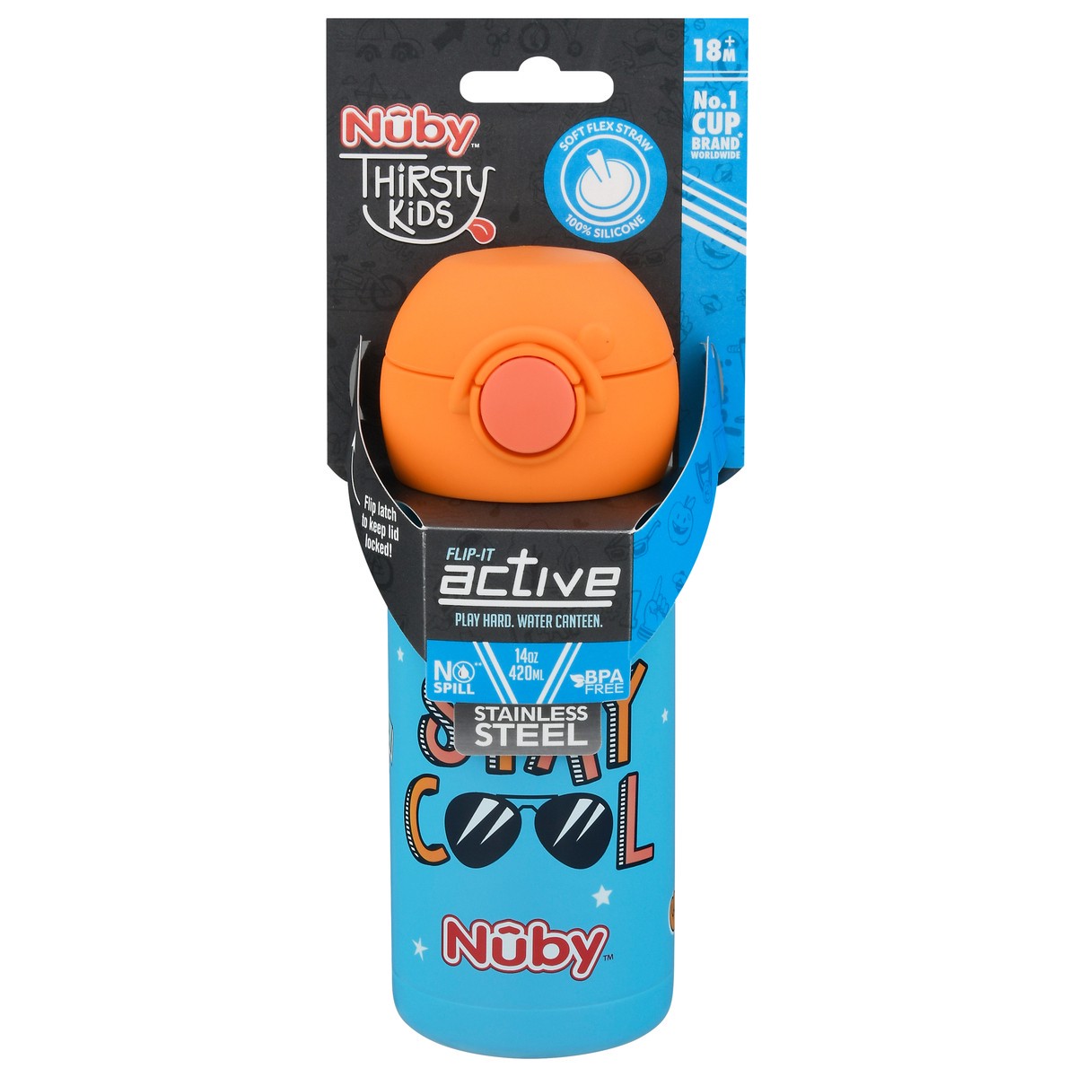 slide 9 of 9, Nuby Thirsty Kids Stay Cool Stainless Steel Cup, 1 ct