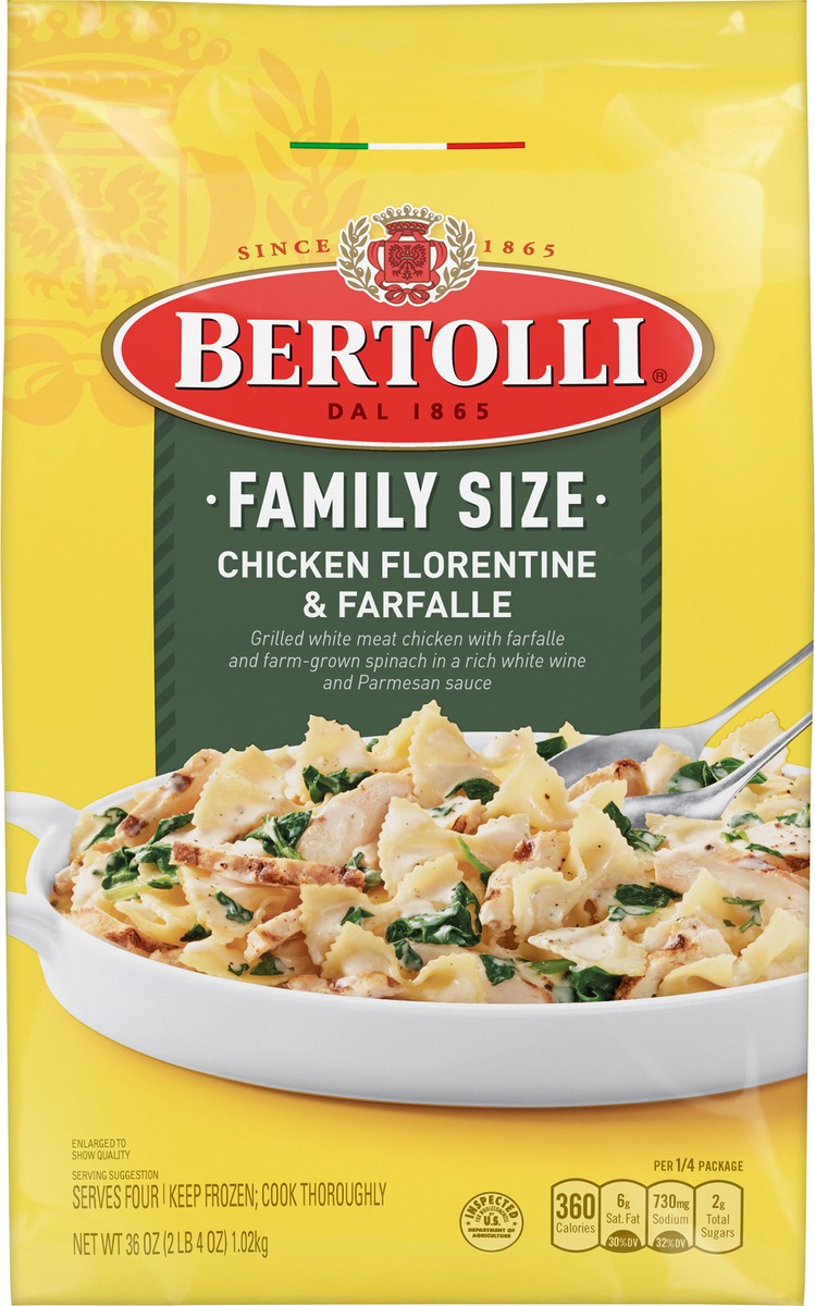 slide 7 of 11, Bertolli Chicken Florentine & Farfalle Family Size 36 oz, 36 oz