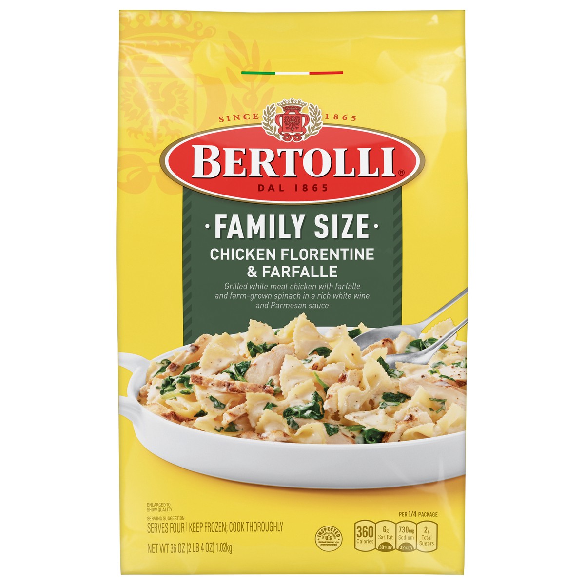 slide 1 of 11, Bertolli Chicken Florentine & Farfalle Family Size 36 oz, 36 oz