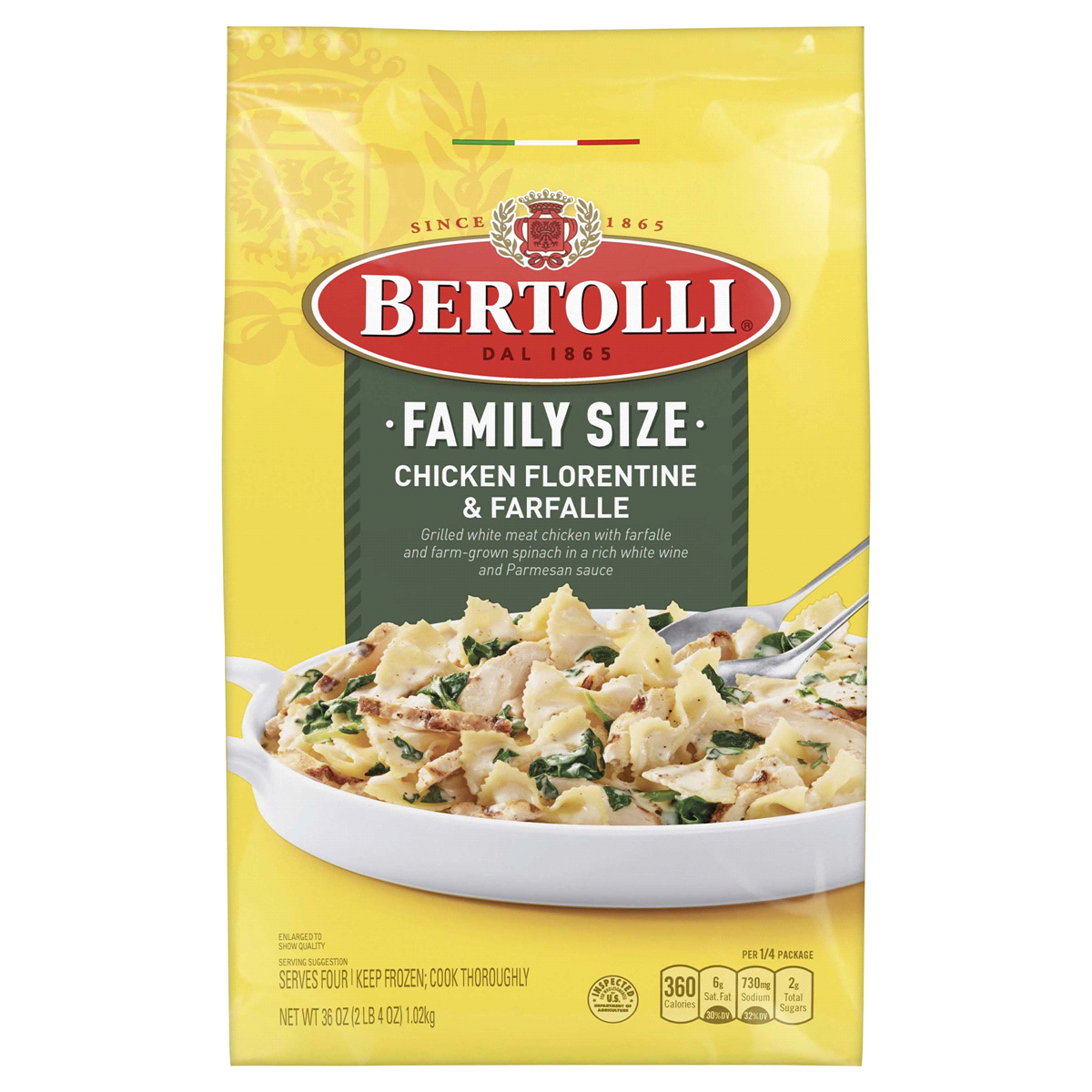 slide 1 of 1, Bertolli Chicken Florentine & Farafalle Family Size, 36 oz