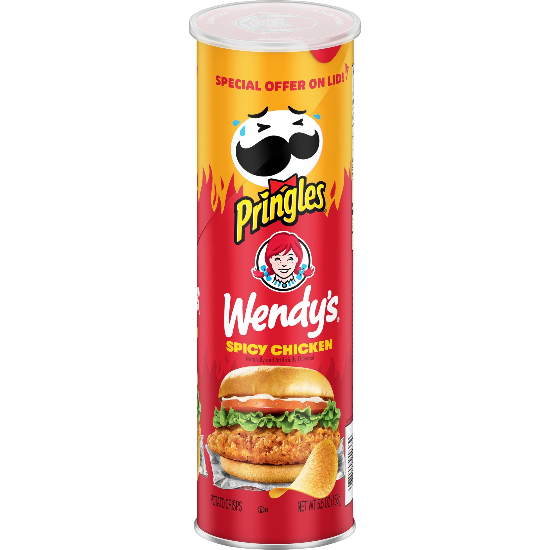 slide 1 of 1, Pringles Potato Crisps Chips, Wendy's Spicy Chicken Flavored, Snacks On The Go, 5.6 oz