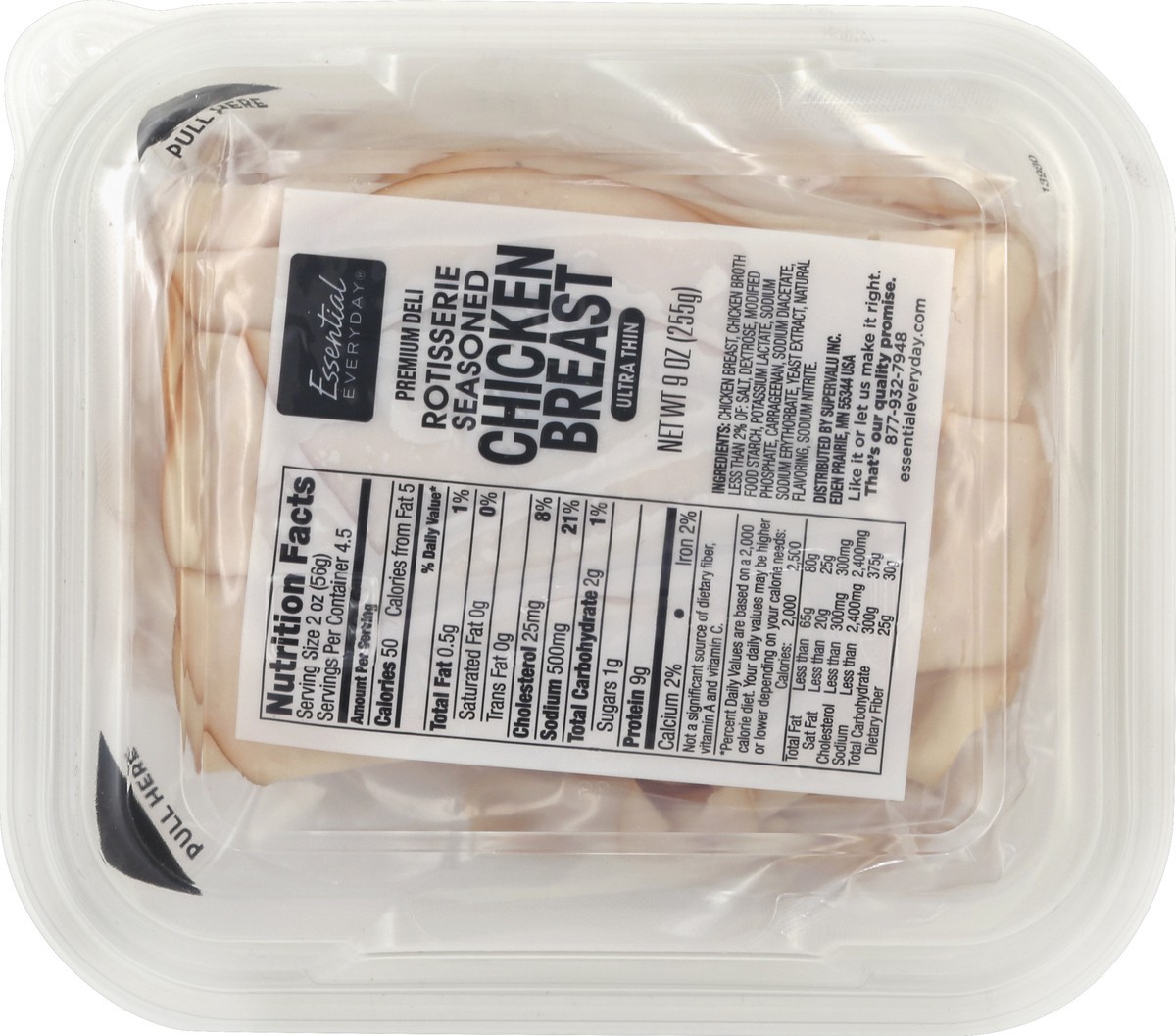 slide 2 of 6, Essential Everyday Chicken Breast, Rotisserie Seasoned, Premium Deli, Ultra Thin, 9 oz