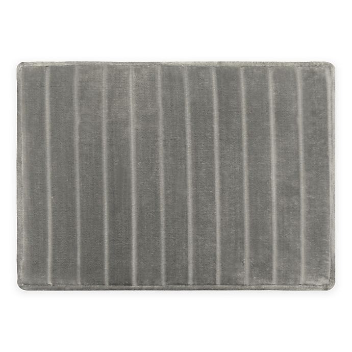 slide 1 of 1, Microdry Micro Plush 17 x 24'' Memory Foam Bath Mat - Silver'', 1 ct