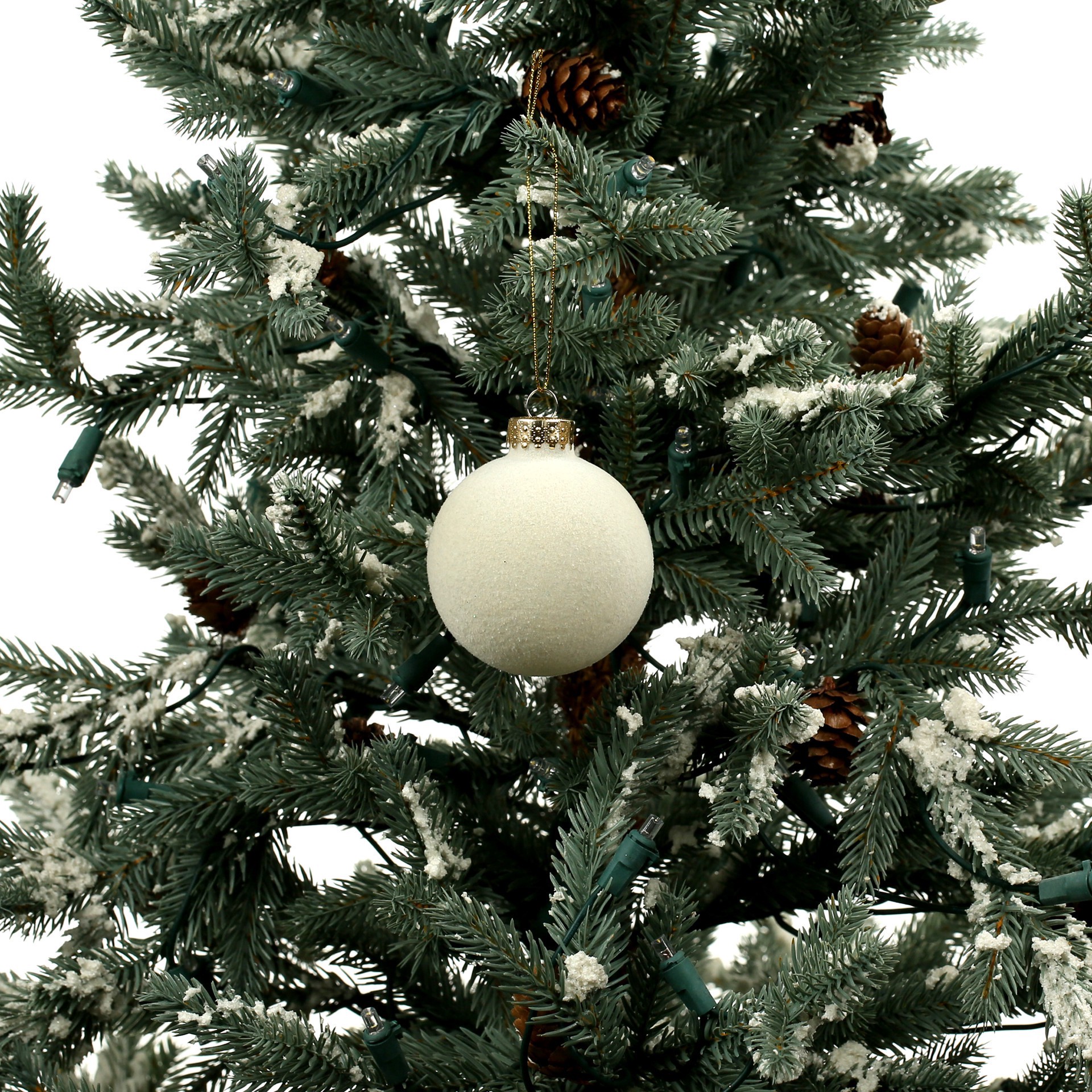 slide 3 of 3, 6 Pack 2.5" Cream Flocked Glass Ball Ornaments By Ashland, 6 ct
