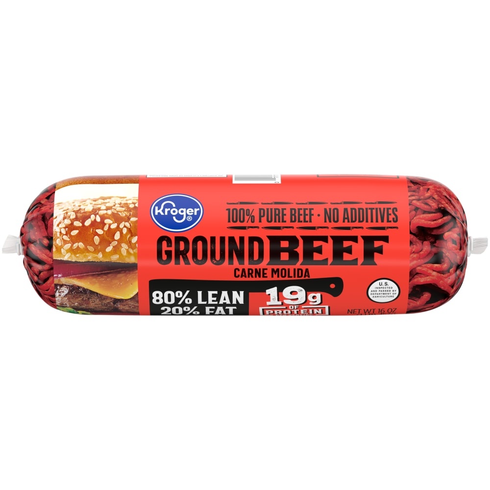 slide 1 of 1, Kroger Ground Beef 80% Lean, 1 lb