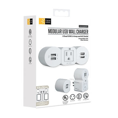 slide 1 of 1, Case Logic Adjustable 4 Usb Charger White, 1 ct