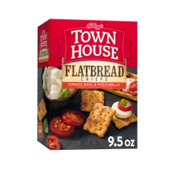 Kellogg's Town House Flatbread Cracker Crisps, Baked Snack Crackers, Tomato Basil Mozzarella