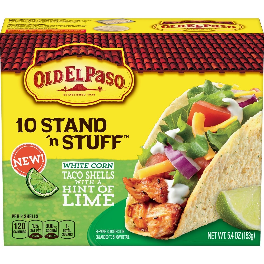 slide 3 of 3, Old El Paso Taco Shells With A Hint of Lime, Stand 'n Stuff, 10 ct, 5.4 oz, 10 ct