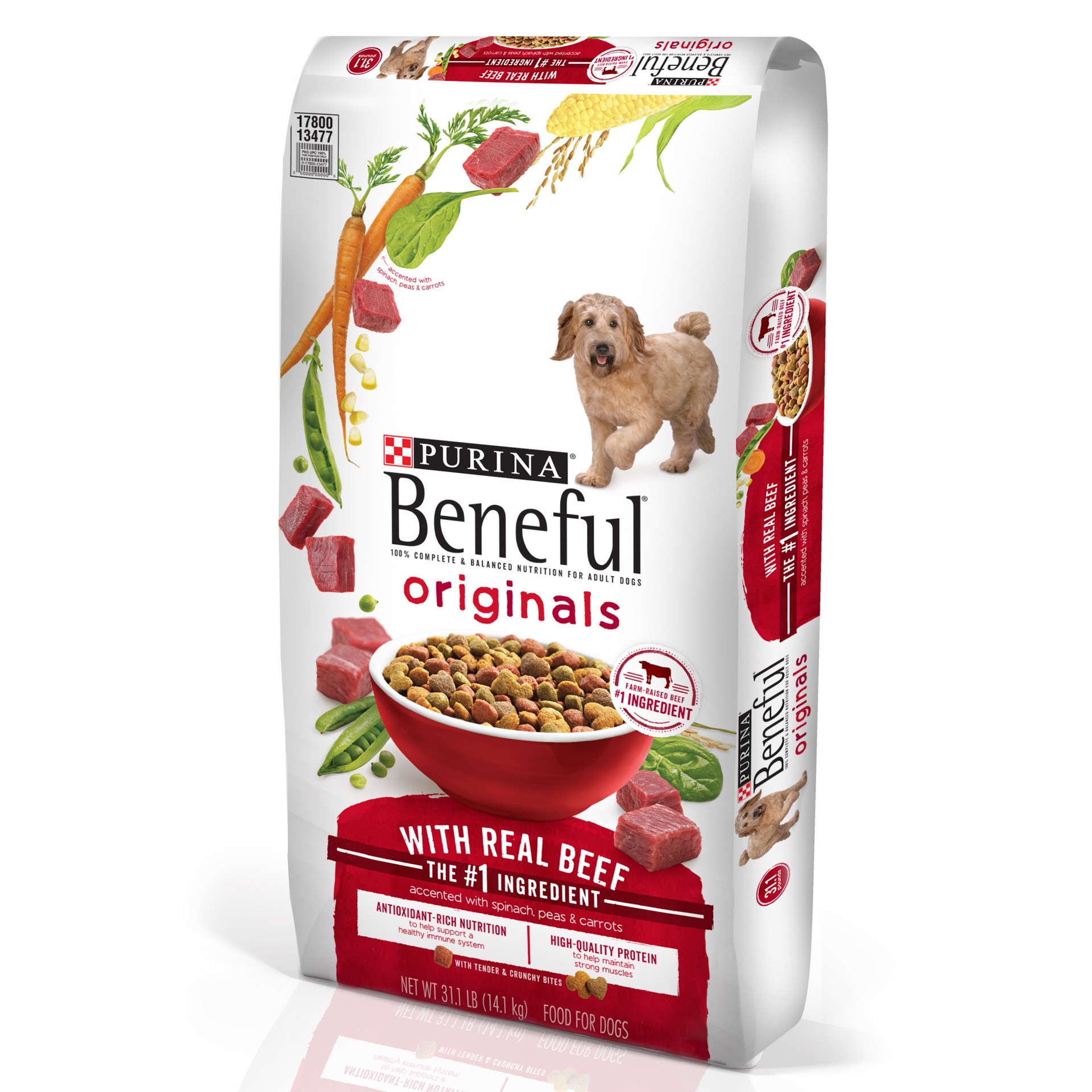 slide 1 of 9, Purina Beneful Originals With Farm-Raised Beef, Real Meat Dog Food, 31.1 lb