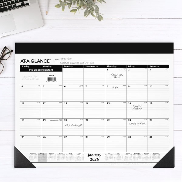slide 3 of 6, AT-A-GLANCE® 2026 Monthly Desk Pad Calendar, Standard, 21 3/4"" x 17"", 1 ct