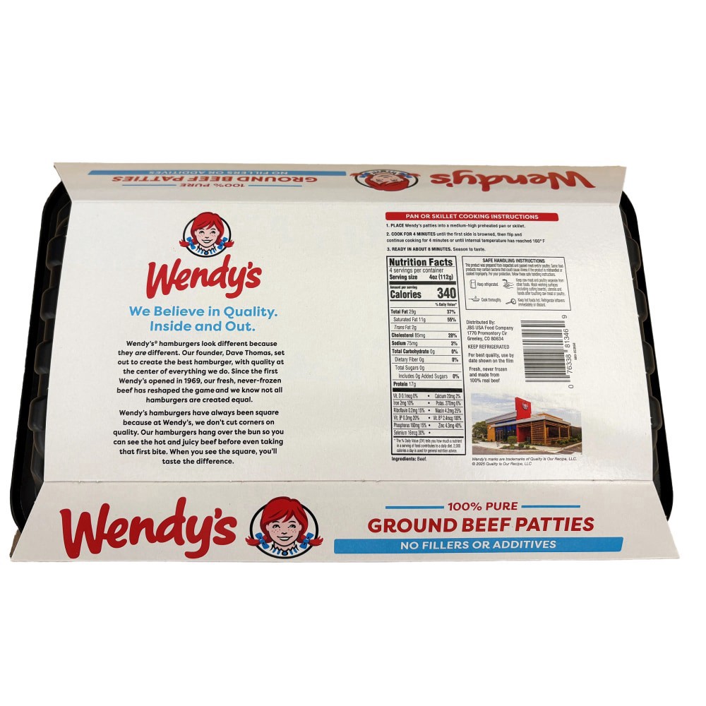 slide 2 of 2, Wendy's Ground Beef Patties, 16 oz
