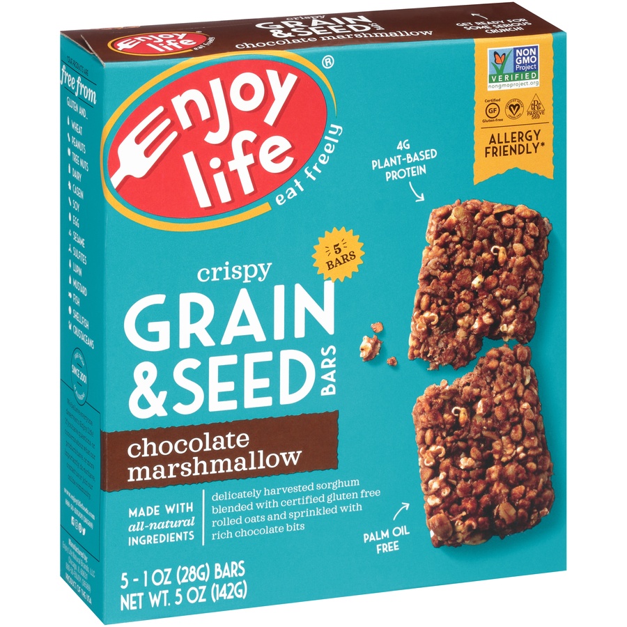 slide 2 of 8, Enjoy Life Chocolate Marshmallow Crispy Grain & Seed Bars, 5 ct