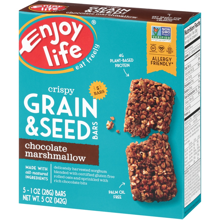 slide 3 of 8, Enjoy Life Chocolate Marshmallow Crispy Grain & Seed Bars, 5 ct