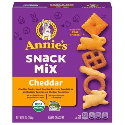 Annie's Cheddar Snack Mix With Assorted Crackers and Pretzels, Made with Real Cheese, 9 oz