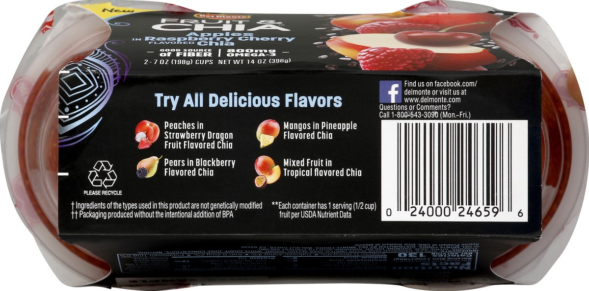 slide 3 of 7, Del Monte Apple, Raspberry, Cherry Fruit & Chia Fruit Cups, 2 ct