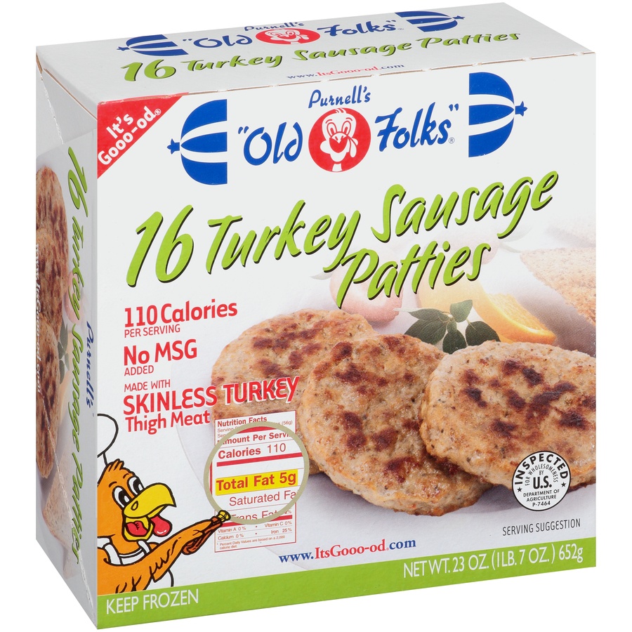 slide 2 of 8, Purnell's "Old Folks" Turkey Sausage Patties, 23 oz