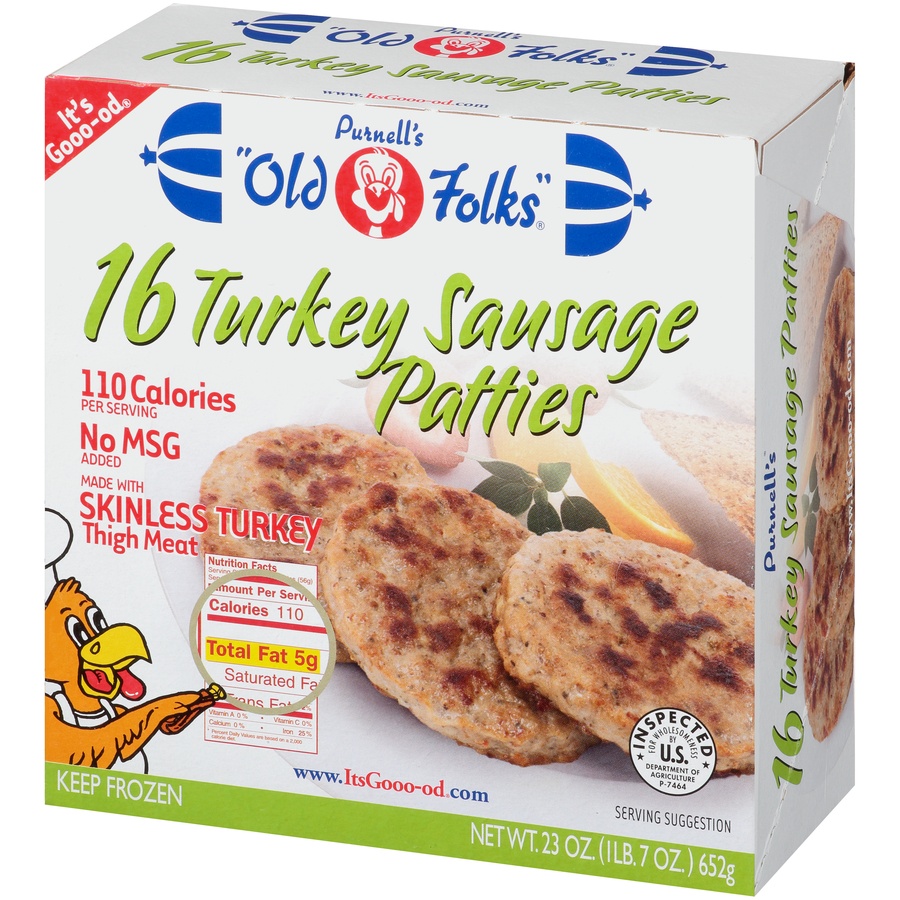 slide 3 of 8, Purnell's "Old Folks" Turkey Sausage Patties, 23 oz