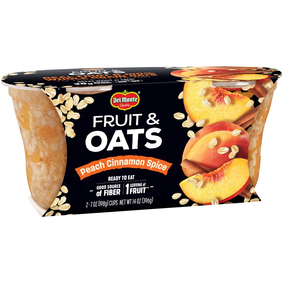 slide 2 of 4, Del Monte Peach Cinnamon Spice Fruit & Oats, 2 ct; 7 oz