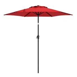 Style Selections 7.5-ft Steel Red Push-button Tilt Modern Patio Umbrella