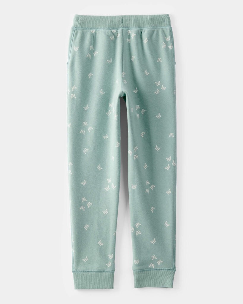 slide 3 of 3, Oshkosh Kid Butterfly Print Fleece Drawstring Joggers - Green Green 8, 1 ct
