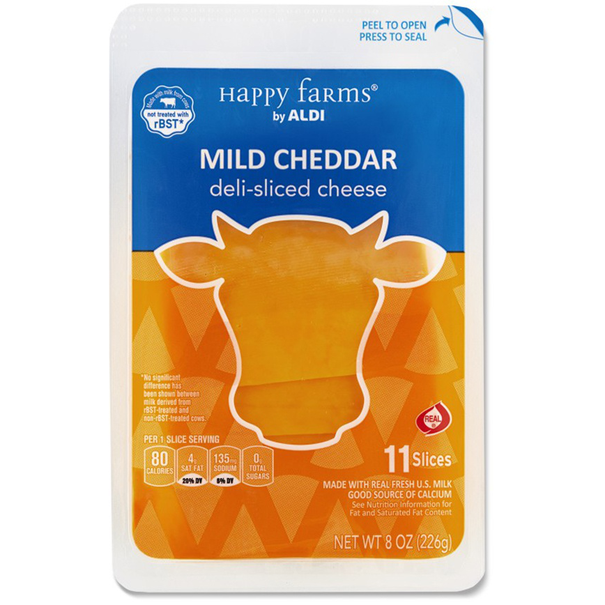 slide 1 of 1, Happy Farms Deli Sliced Mild Cheddar Cheese, 8 oz