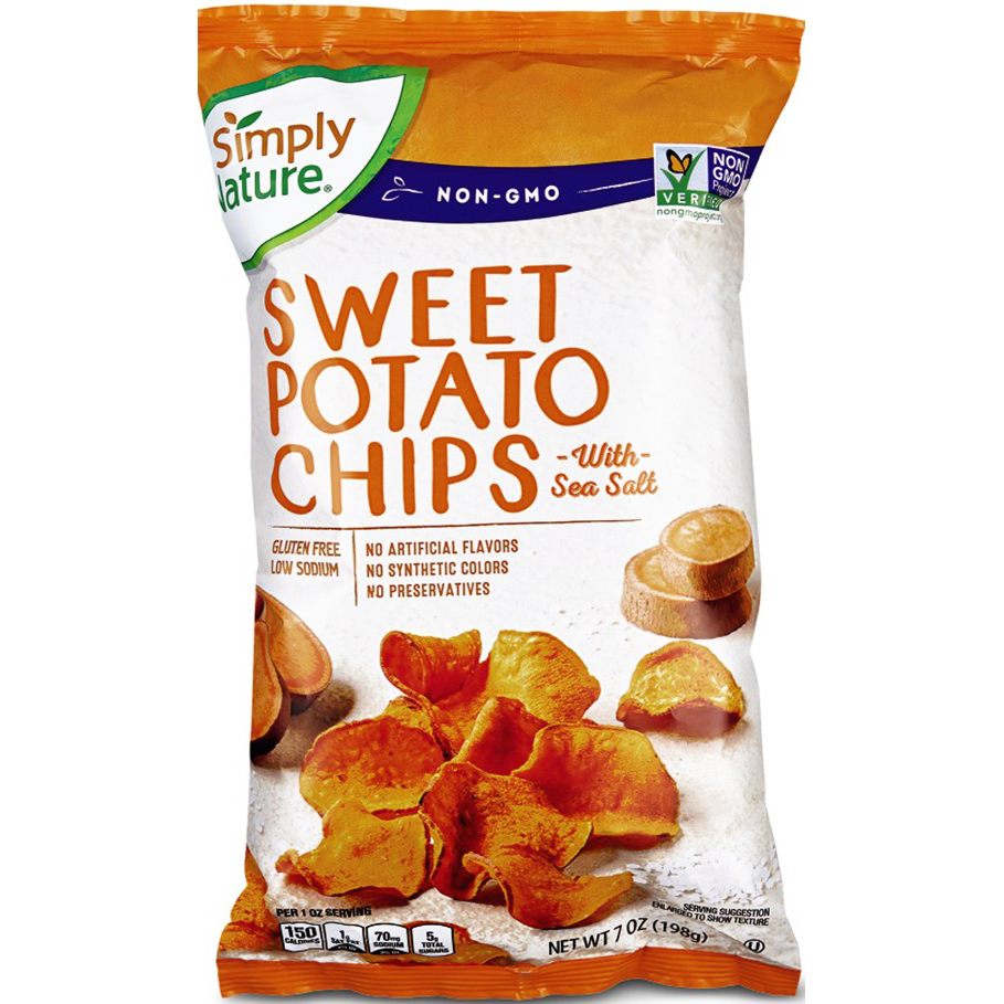 slide 1 of 1, Simply Nature Sweet Potato Chips, 7 oz