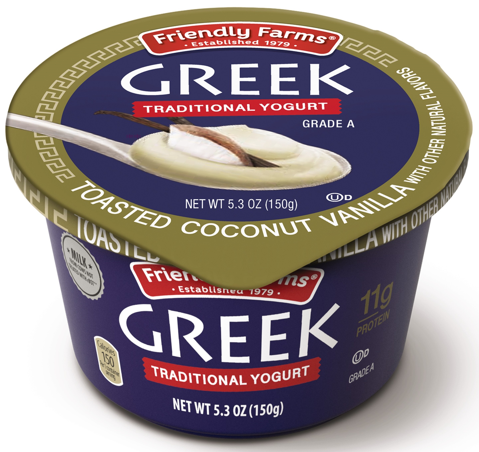 slide 1 of 1, Friendly Farms Whole Milk Toasted Coconut Vanilla Greek Yogurt, 5.3 oz