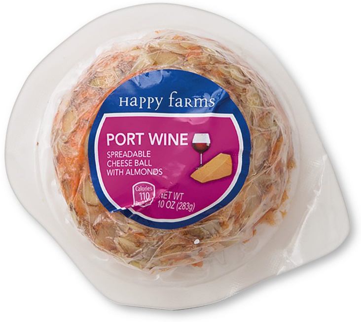 slide 1 of 1, Happy Farms Port Wine Deli Style Cheese Ball, 10 oz